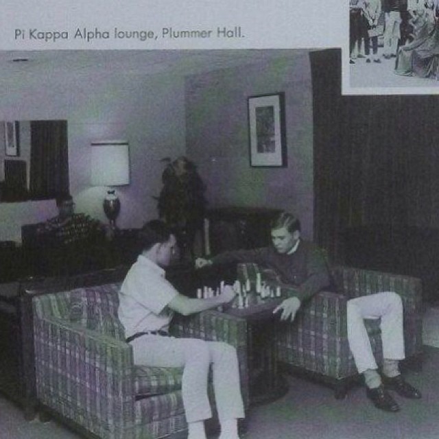 Brothers playing Chess in the   Pi Kappa Alpha lounge  - circa 1965